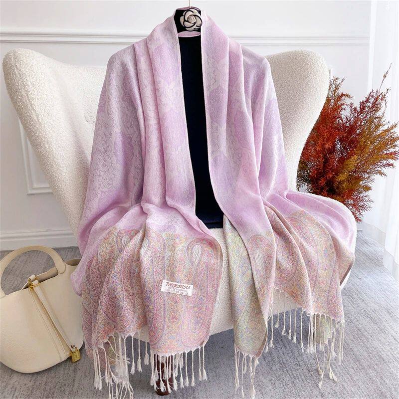 Bohemian Autumn Scarf Cashmere Women Jacquard Pashmina Desig