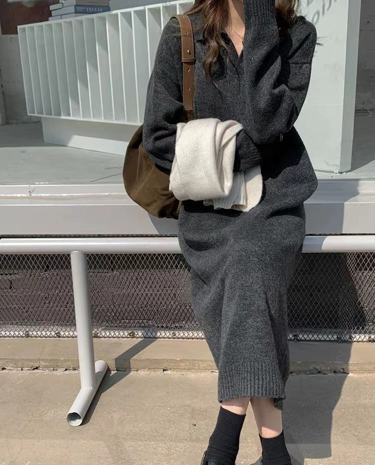 Women's Over Knee Lazy Thick Sweater Dress